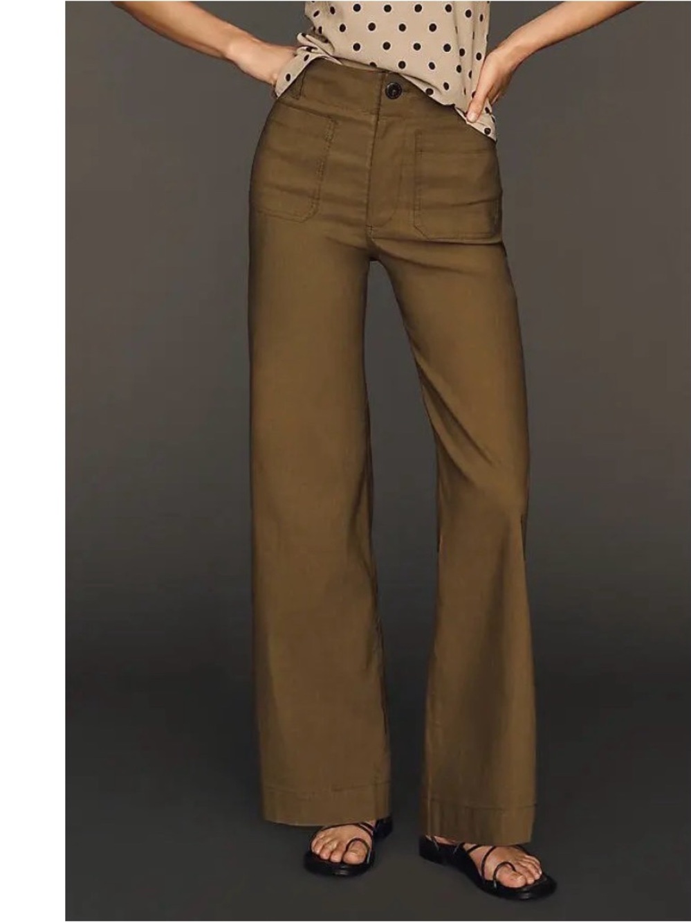 MAEVE Colette High-Rise Wide-Leg Pants - Military Olive